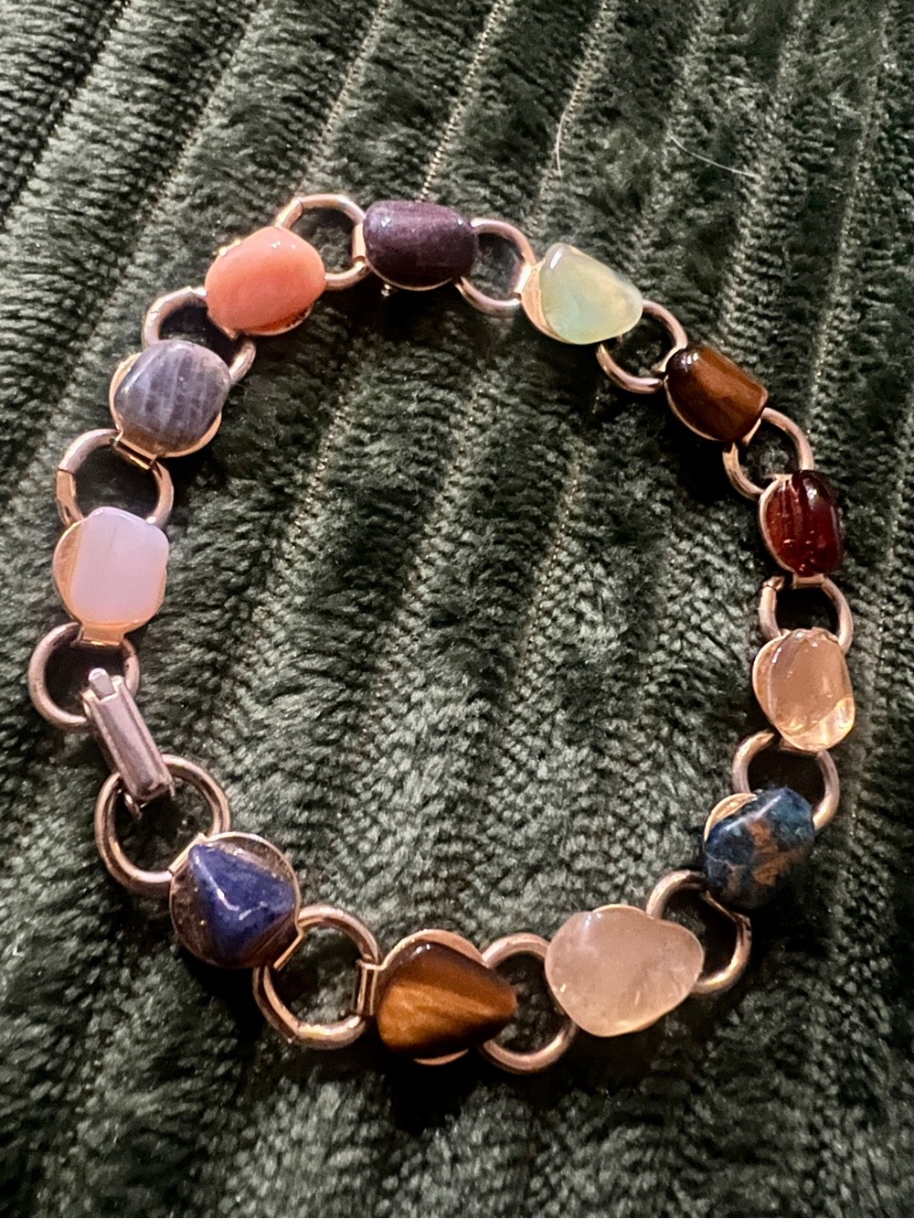Multi-Stone Heart Link Bracelet - Gold-tone